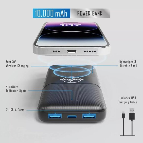 Pocket Juice Wireless Pro, 10,000mAh Portable Power Bank with Wireless Charging - Picture 3 of 6